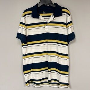 Gap Men's Golf Polo  Blue, white & Yellow Collared Short Sleeve  Shirt Size L